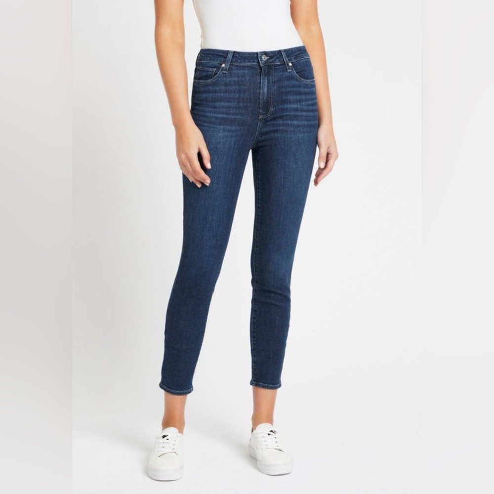 PAIGE Dark Blue Cropped Skinny Jeans